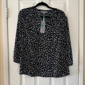 Daniel Rainn Stitch Fix Black and White split neck Patterned Blouse size L